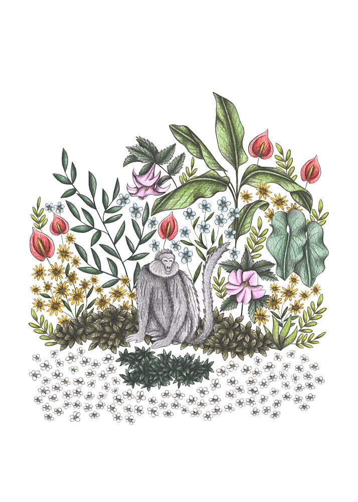 Jungle Monkey Blooms art print by Cecilia Battaini for $57.95 CAD