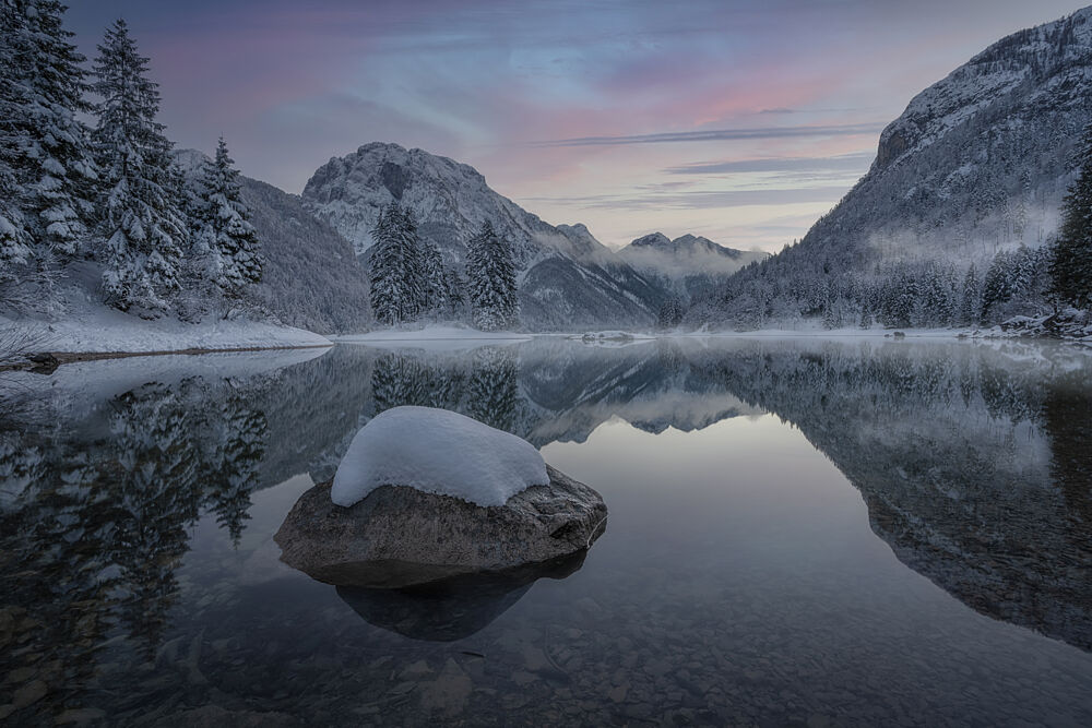 Peaceful Snowy Mountain Lake art print by Stefano Caccia for $57.95 CAD