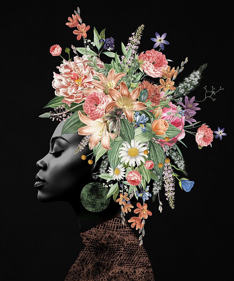 Elegant Floral Portrait art print by Marja van den Hurk for $57.95 CAD