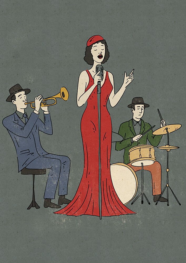 Jazz Club Singer art print by Nicholas for $57.95 CAD