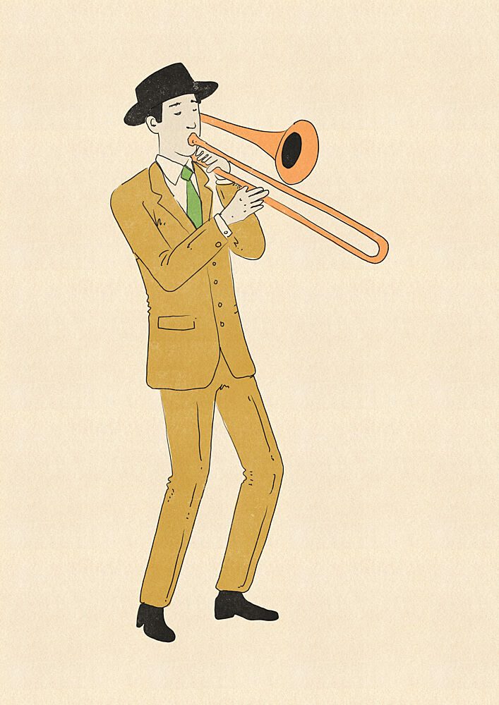 Jazz Trombone Player art print by Nicholas for $57.95 CAD