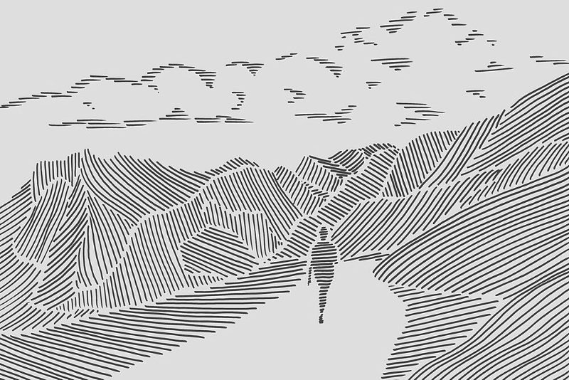 Minimalist Mountain Path art print by Natalie Bruns for $57.95 CAD