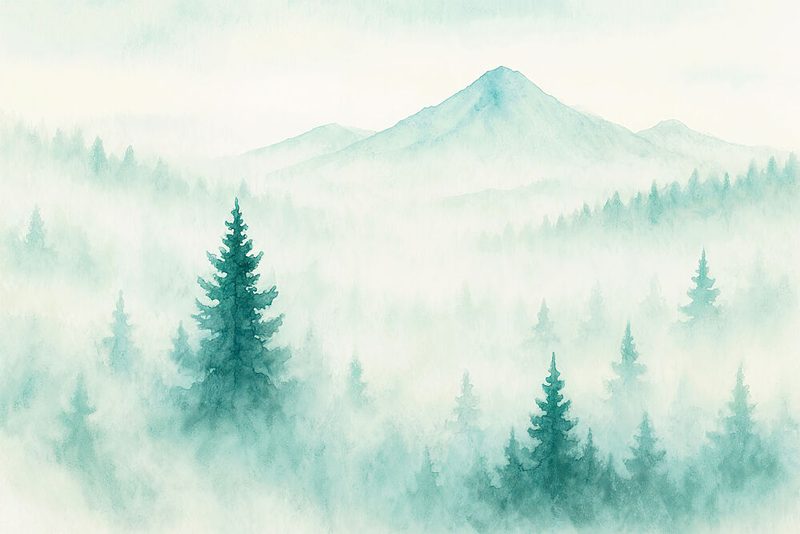 Misty Forest Mountains art print by Natalie Bruns for $57.95 CAD