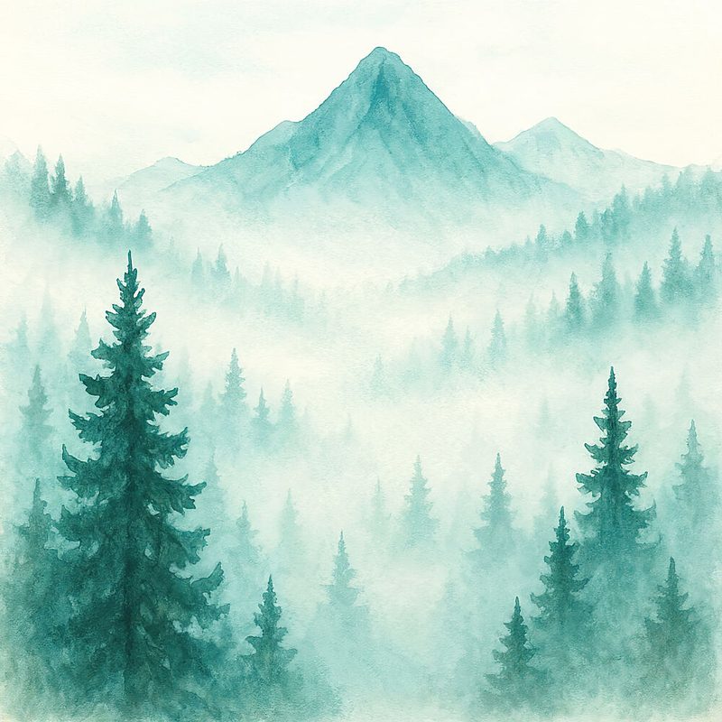 Misty Forest Mountains art print by Natalie Bruns for $57.95 CAD