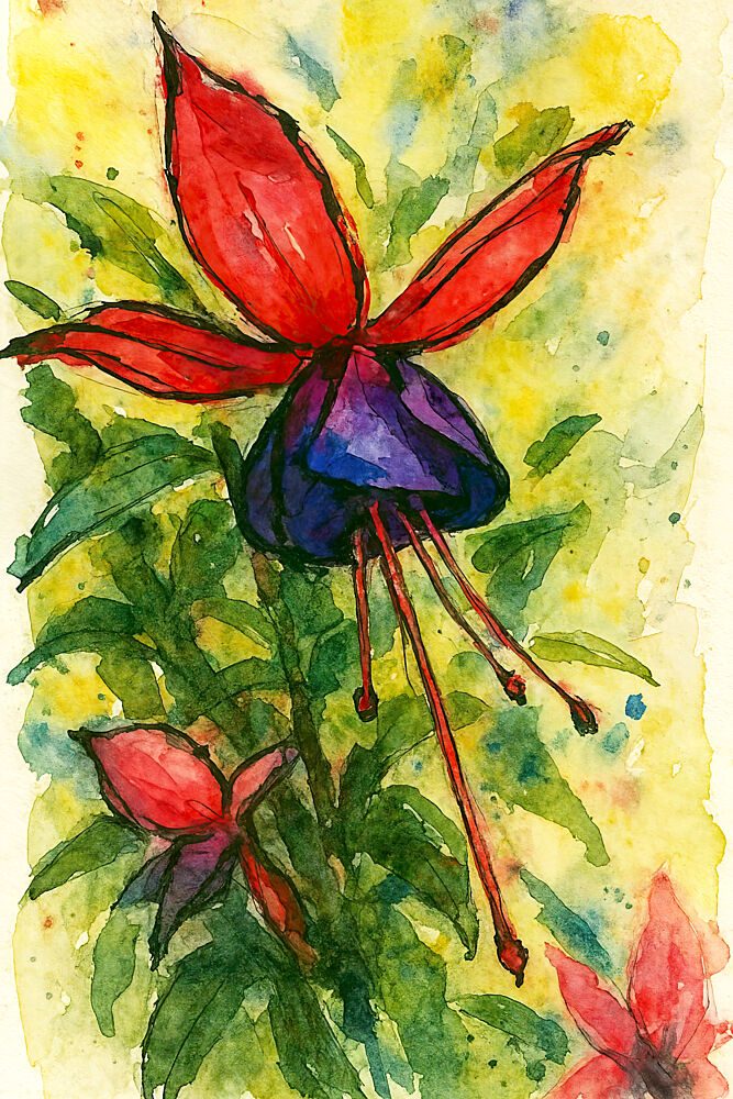 Fuchsia Watercolor Bloom art print by Natalie Bruns for $57.95 CAD