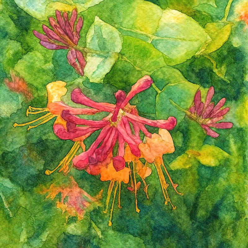 Colorful Honeysuckle Blooms art print by Natalie Bruns for $57.95 CAD