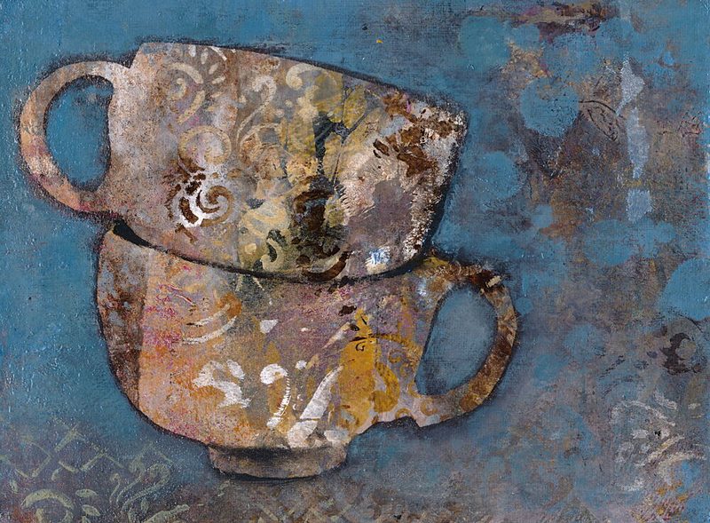Stacked Rustic Teacups art print by Lena Ru for $57.95 CAD