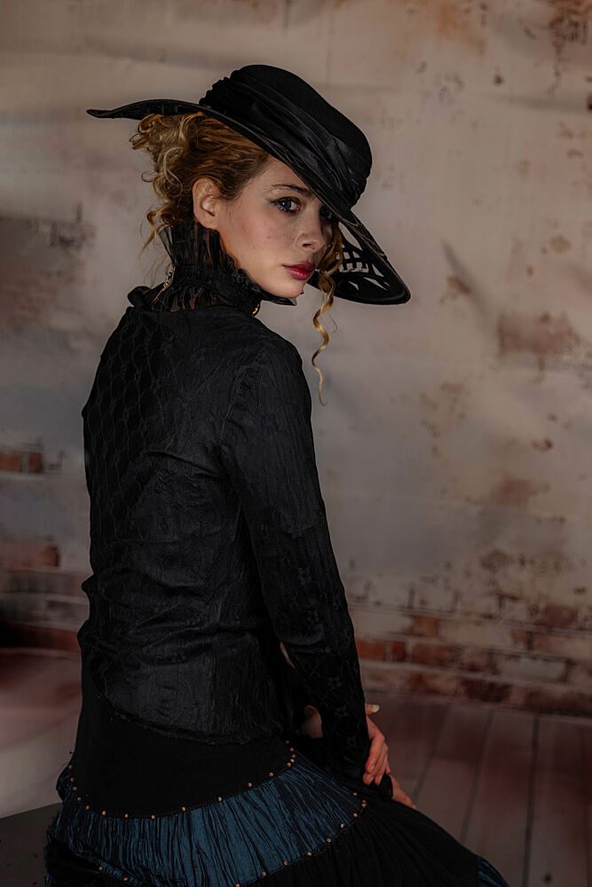 Elegant Woman Dark Hat art print by Rucsandra Silvia Calin for $57.95 CAD