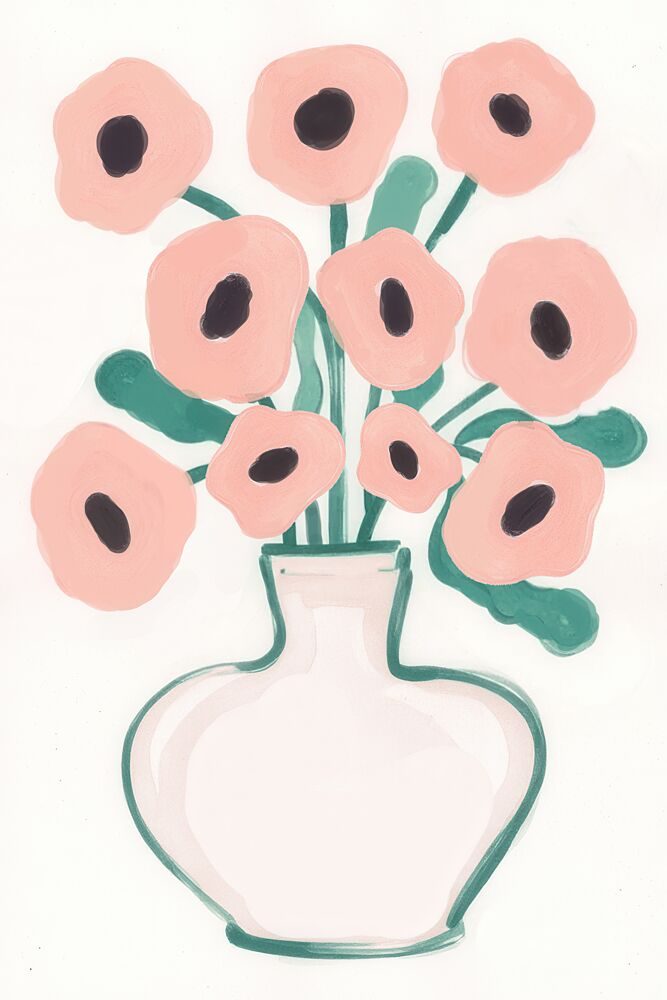 Pink Flowers in Vase art print by Melloi Art Prints for $57.95 CAD