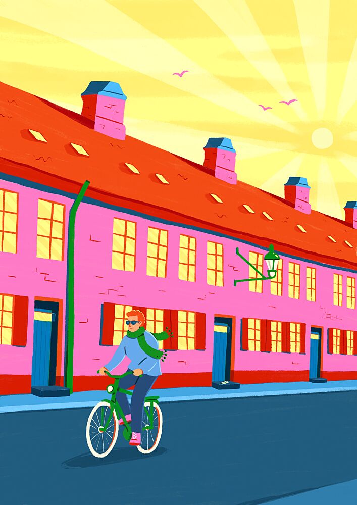 Sunny City Bike Ride art print by Nanna Paavig for $57.95 CAD