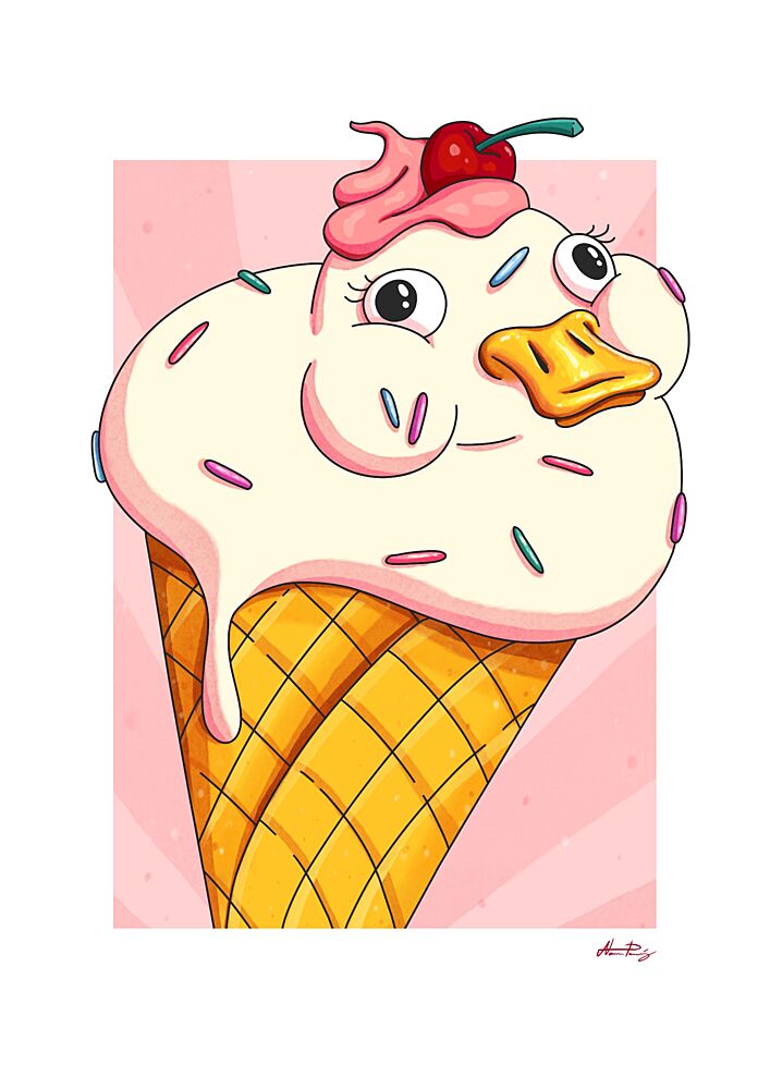 Cute Duck Ice Cream art print by Nanna Paavig for $57.95 CAD