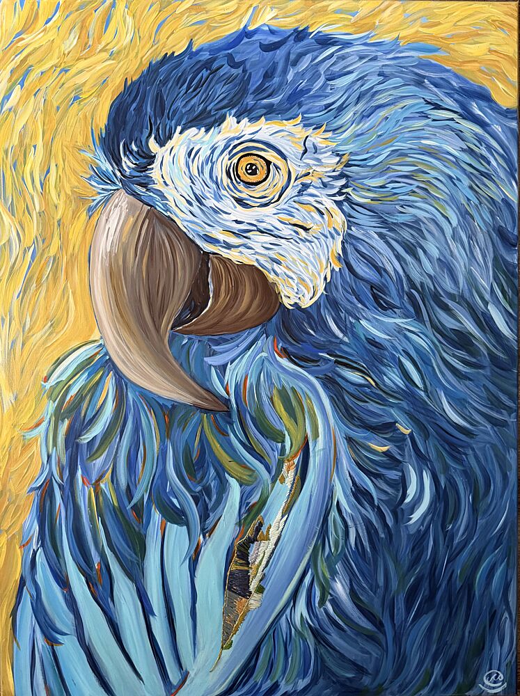 Vibrant Blue Macaw art print by Maryna Kovalchuk for $57.95 CAD