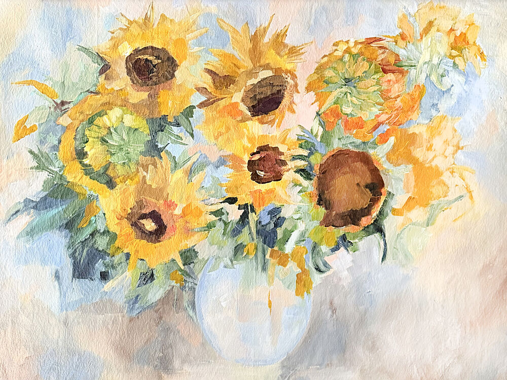 Vibrant Sunflower Still Life art print by Maryna Kovalchuk for $57.95 CAD
