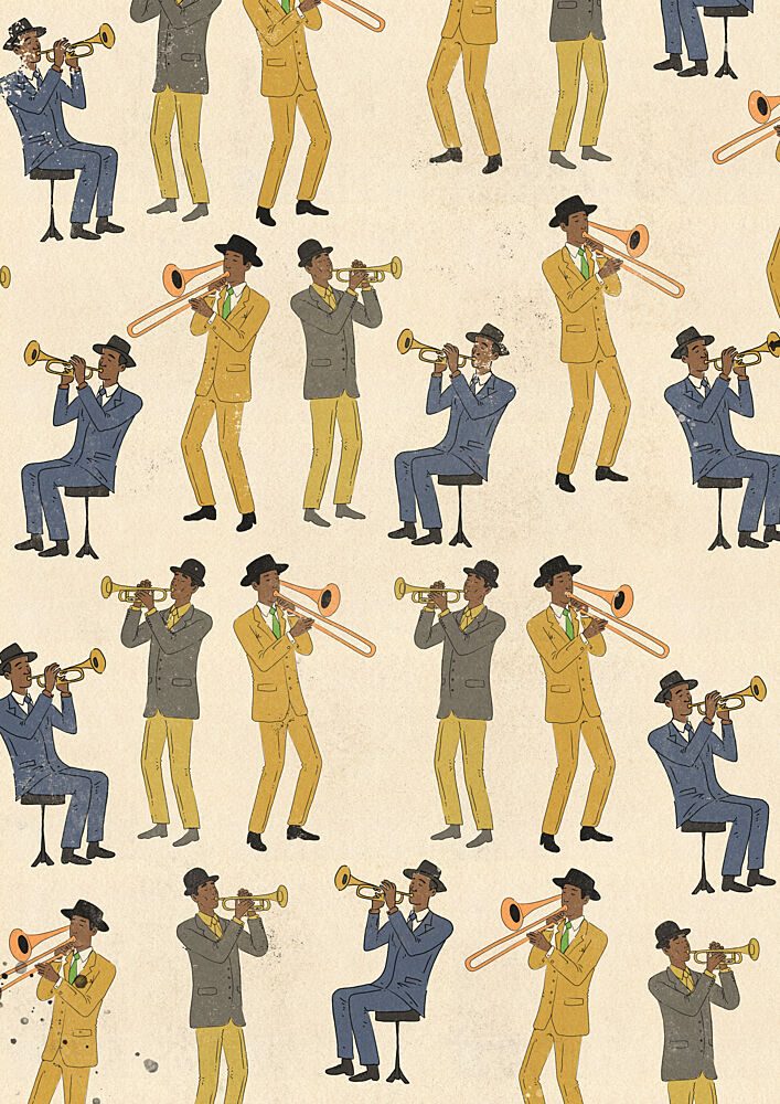 Retro Jazz Ensemble art print by Nicholas for $57.95 CAD