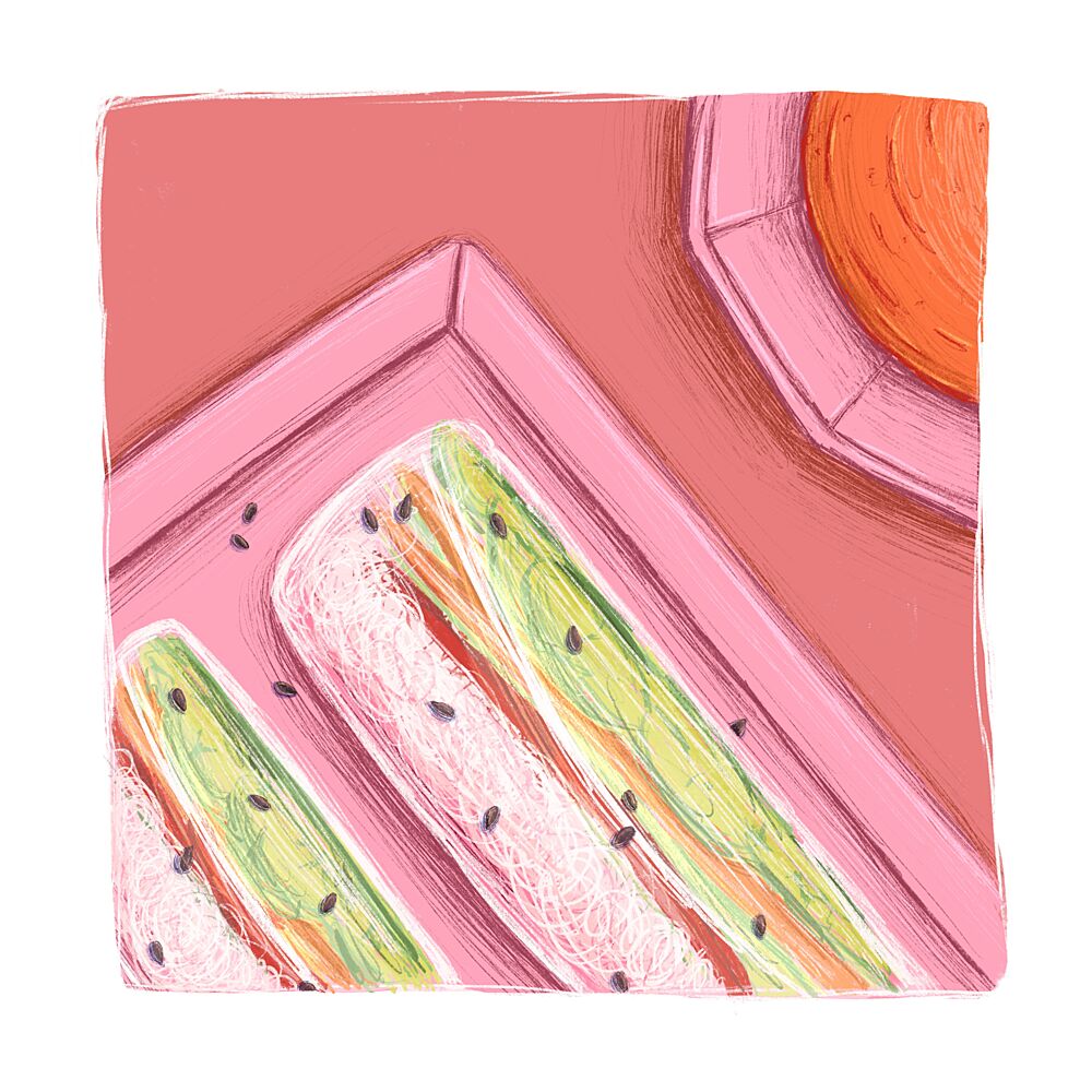 Pink Plate Fresh Rolls art print by Nanna Paavig for $57.95 CAD
