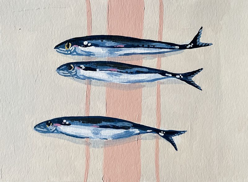 Three Blue Sardines art print by Madison Phipps for $57.95 CAD