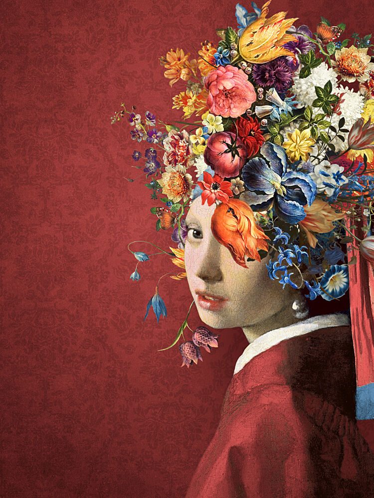 Vibrant Floral Portrait art print by Marja van den Hurk for $57.95 CAD