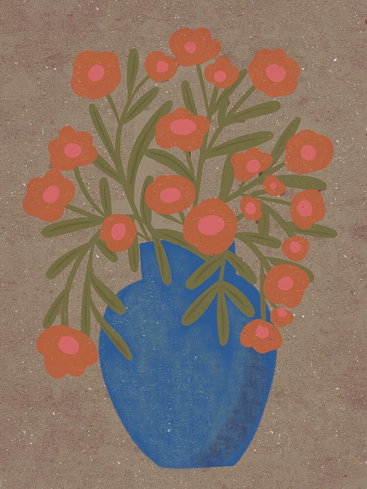 Rustic Orange Floral Vase art print by Nikita Jariwala for $57.95 CAD