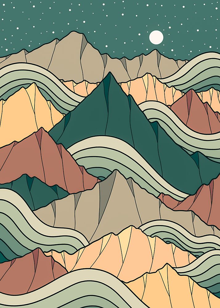 Layered Mountain Night art print by Stephen Wade for $57.95 CAD