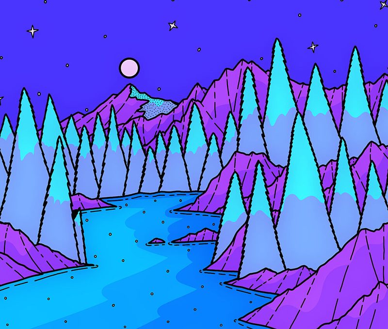 Vibrant Fantasy Peaks art print by Stephen Wade for $57.95 CAD
