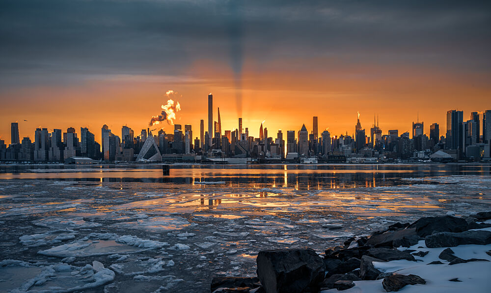 Icy Golden Skyline art print by Wei David Dai for $57.95 CAD