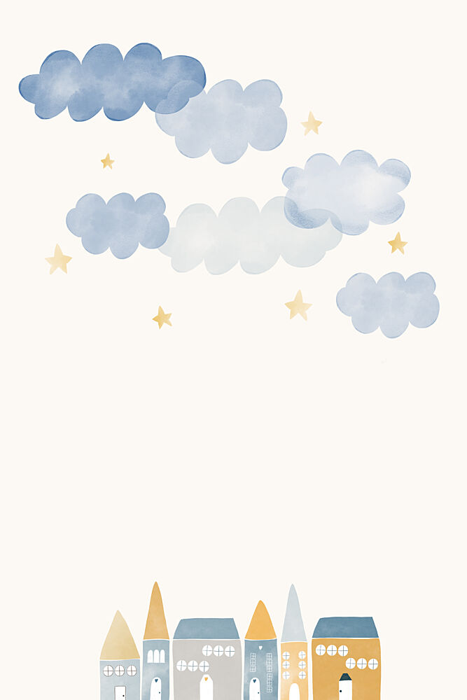 Whimsical Houses and Clouds art print by Menina Lisboa for $57.95 CAD