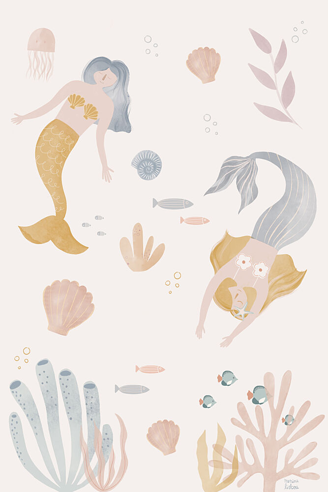 Dreamy Underwater Mermaids art print by Menina Lisboa for $57.95 CAD