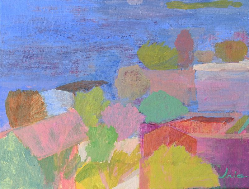 Vibrant Village Landscape art print by Iria Fernandez for $57.95 CAD