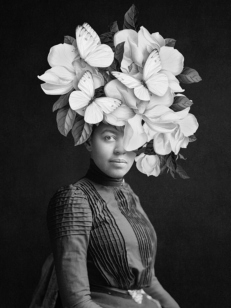Elegant Floral Portrait art print by Marja van den Hurk for $57.95 CAD