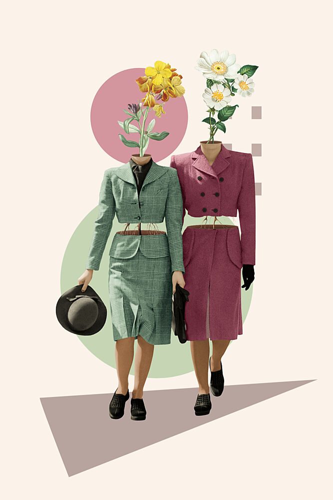 Vintage Flower Headed Women art print by Marja van den Hurk for $57.95 CAD