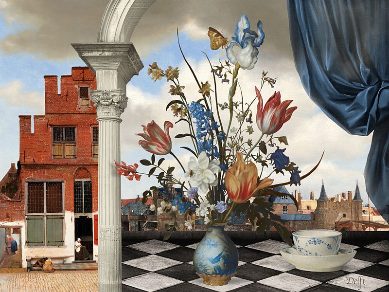 Delft Flowers City View art print by Marja van den Hurk for $57.95 CAD
