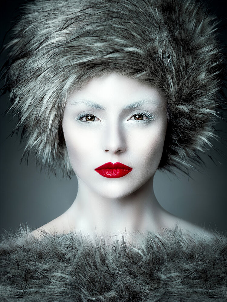 Red Lips Winter Fashion art print by Michael Schnabl for $57.95 CAD