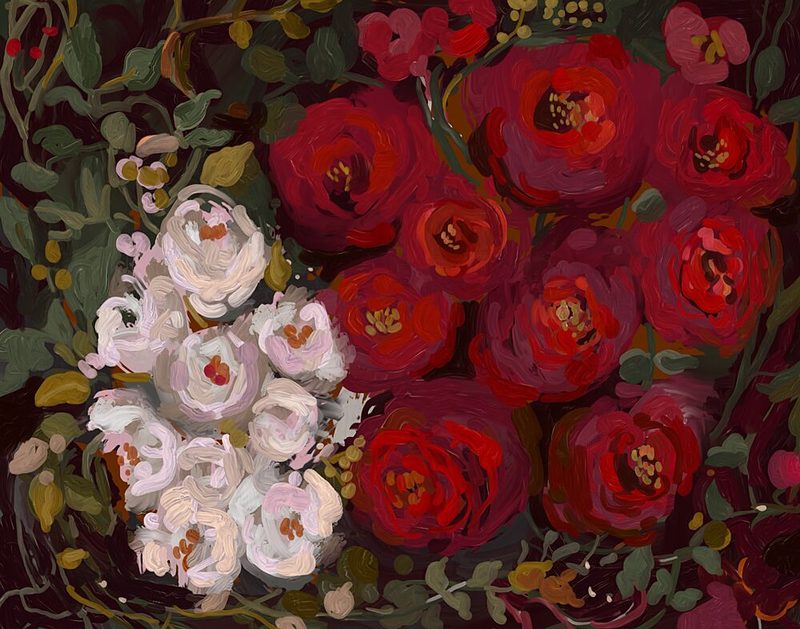 Dark Floral Painting art print by Josie George for $57.95 CAD