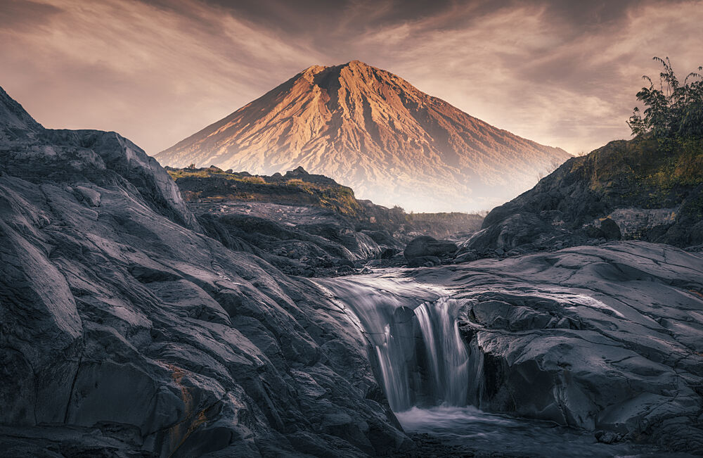 Golden Mountain Waterfall art print by Bunyamin Wari for $57.95 CAD