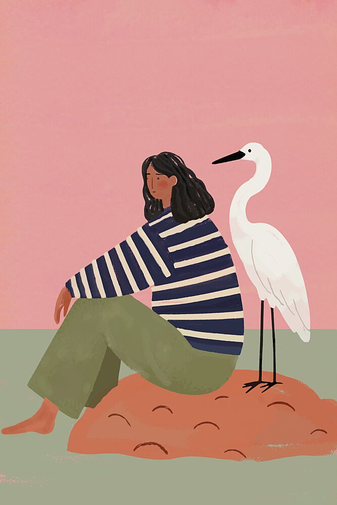 Peaceful Woman White Egret art print by Casa Cartissi for $57.95 CAD