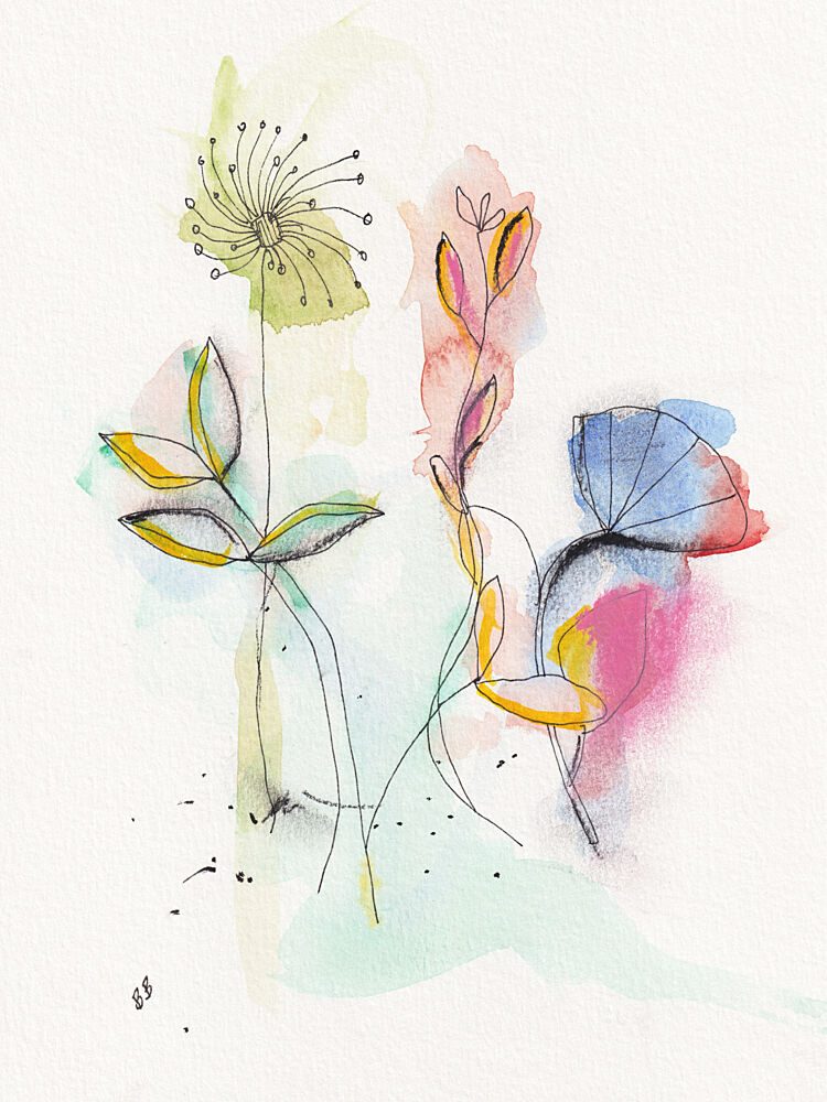 Vibrant Watercolor Flowers art print by Bronwyn Baker for $57.95 CAD
