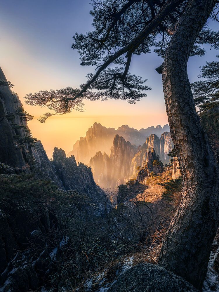 Golden Mountain Peaks art print by Yuan Cui for $57.95 CAD