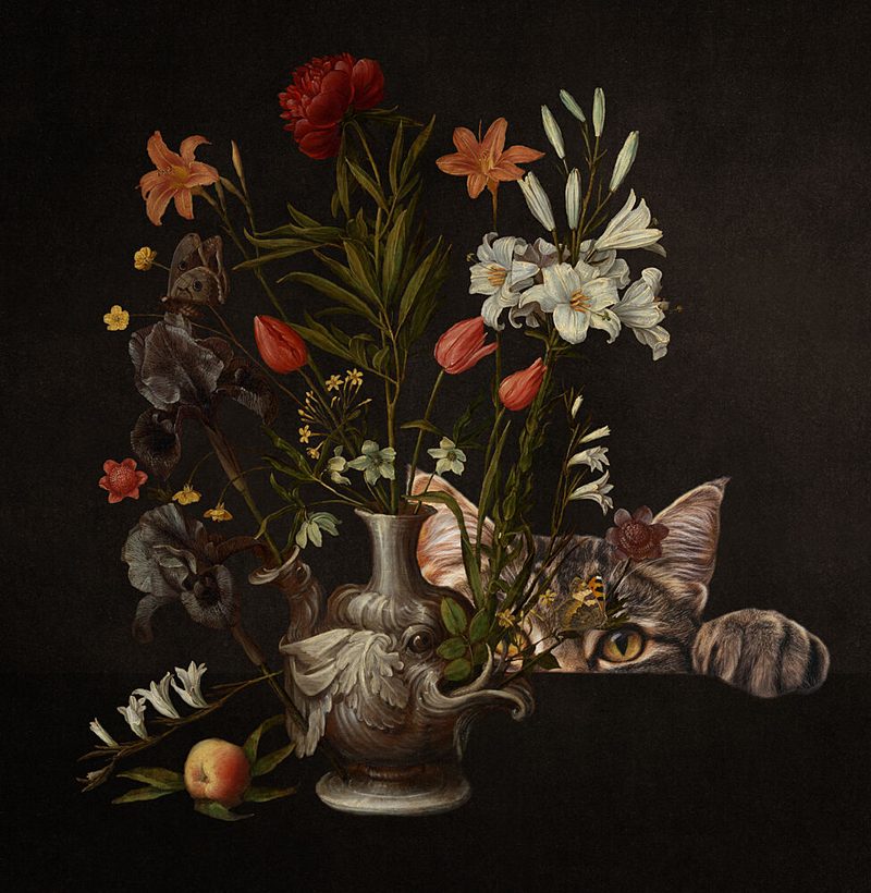 Peeking Cat Still Life art print by Marja van den Hurk for $57.95 CAD