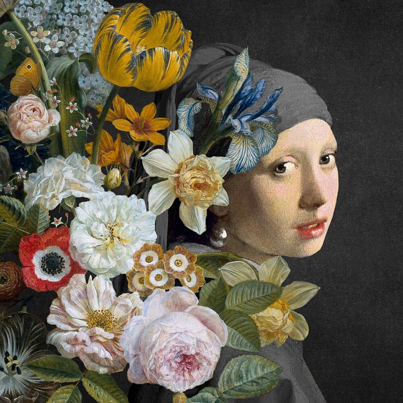 Classic Girl Floral Portrait art print by Marja van den Hurk for $57.95 CAD