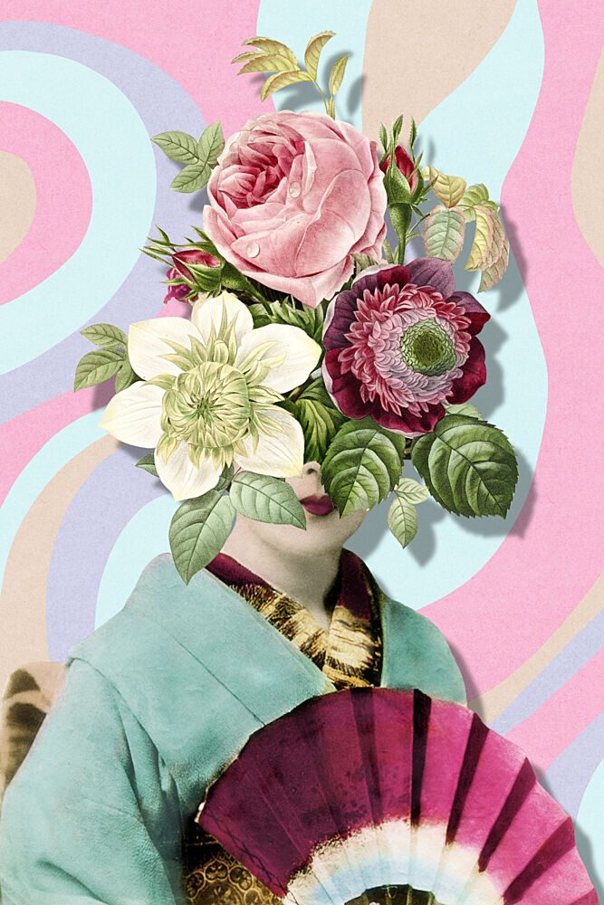 Floral Kimono Portrait art print by Marja van den Hurk for $57.95 CAD