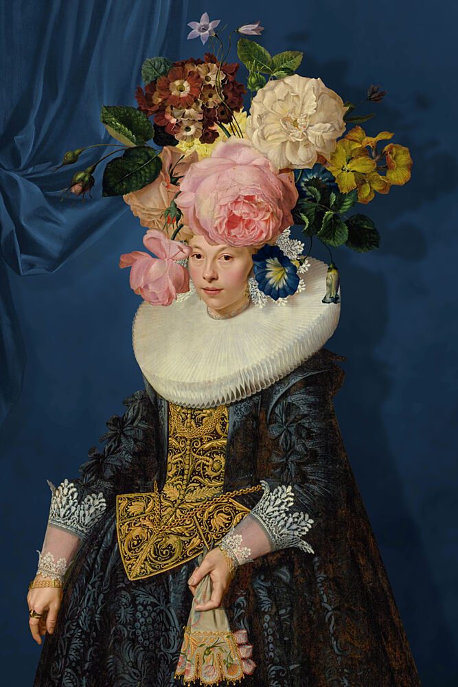 Elegant Woman Floral Headdress art print by Marja van den Hurk for $57.95 CAD