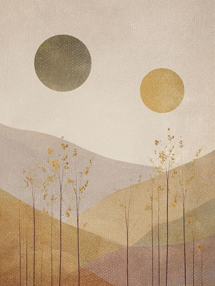 Golden Suns Layered Landscape art print by Imaginative for $57.95 CAD