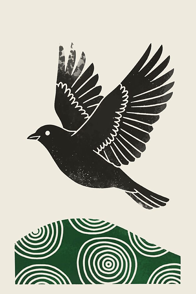 Flying Bird Green Pattern art print by Casa Cartissi for $57.95 CAD