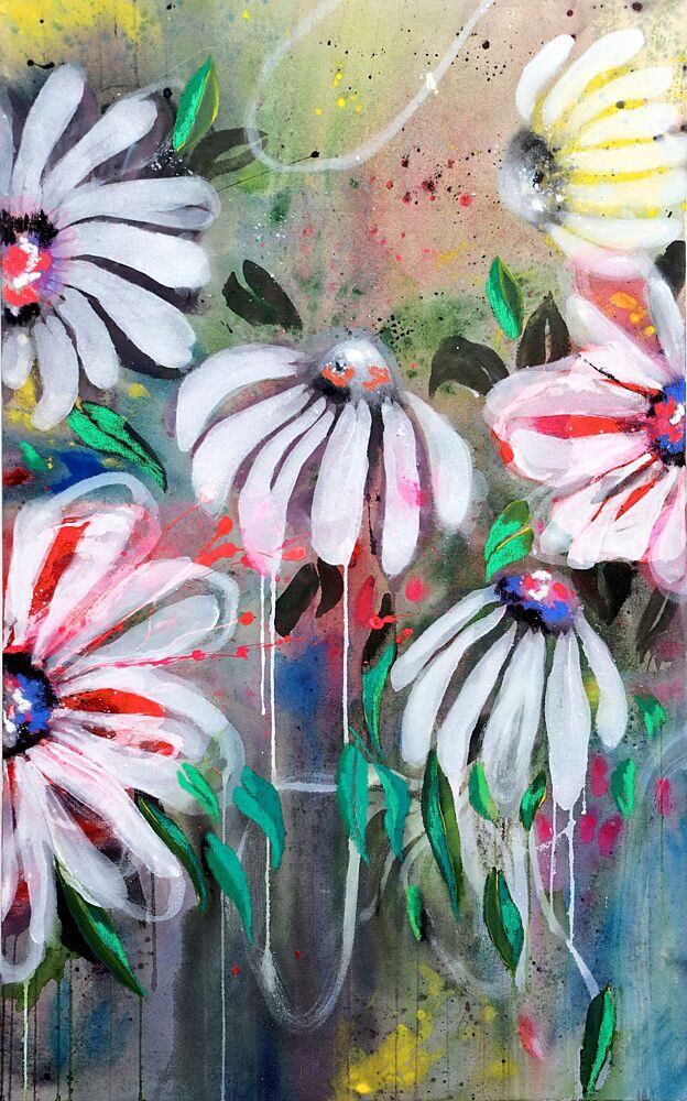 Vibrant Abstract Flowers art print by Poovi Art for $57.95 CAD
