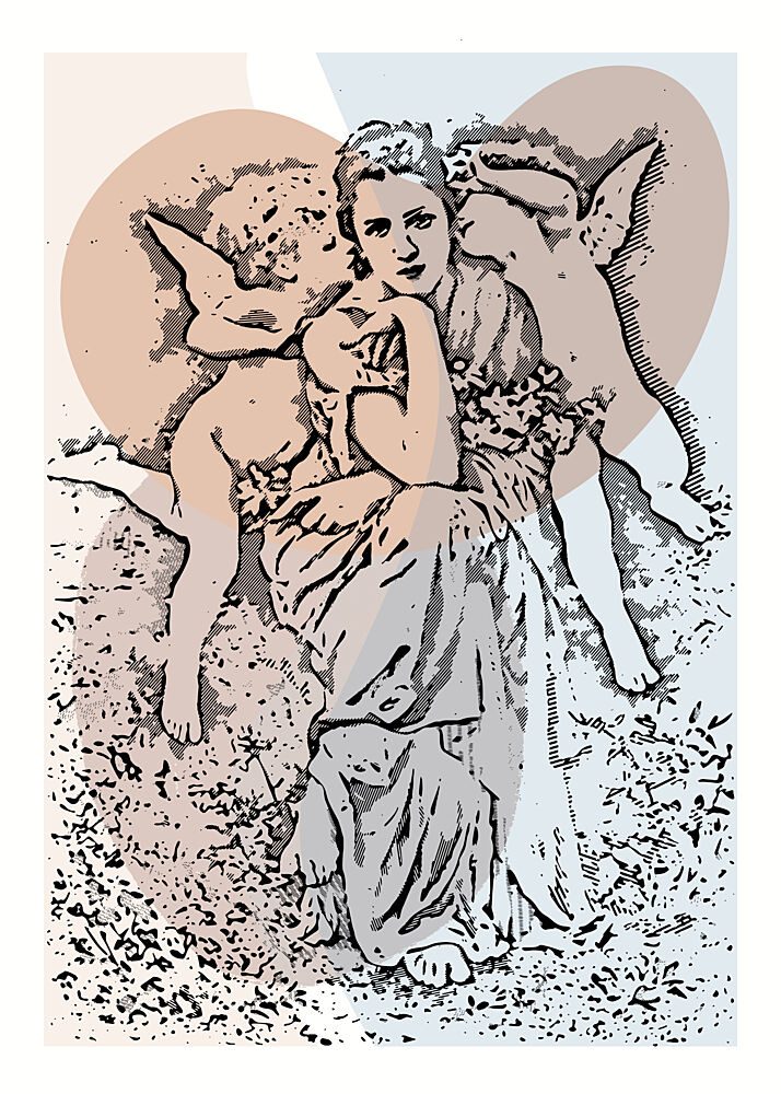Classical Woman and Cherubs art print by Doa Project for $57.95 CAD