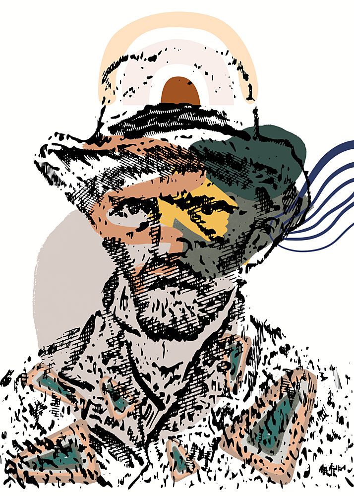 Abstract Man in Hat art print by Doa Project for $57.95 CAD