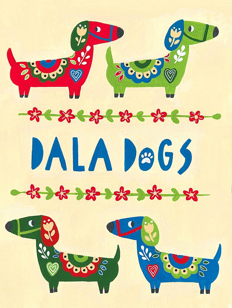 Dala Folk Art Dogs art print by Sara Coulter for $57.95 CAD