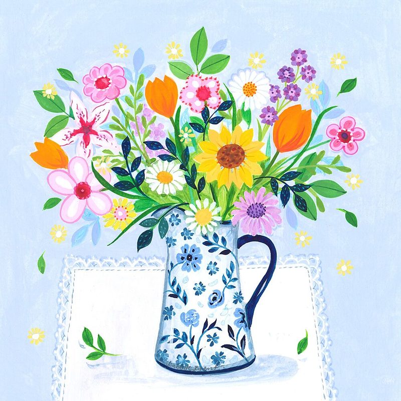 The Blue and White Jug and Bouquet art print by Isabelle Brent for $57.95 CAD