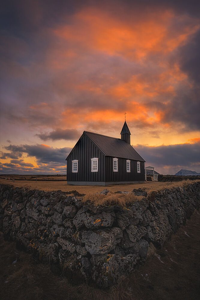 Black Church Sunset art print by Lydia Jacobs for $57.95 CAD