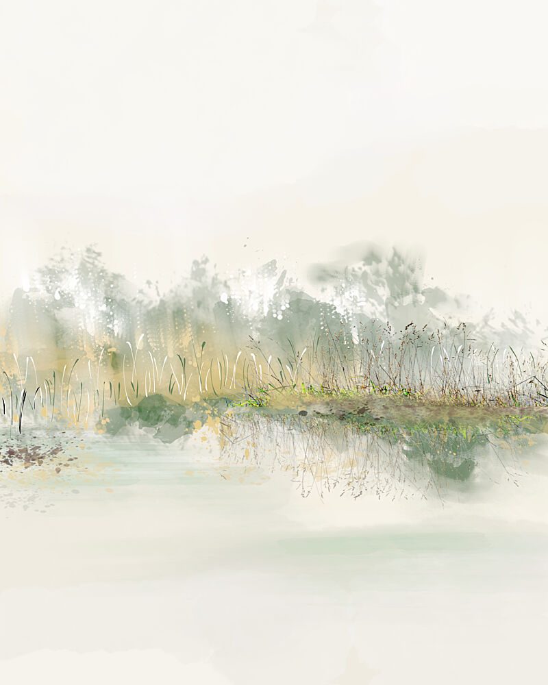 Painterly Marsh Reflections art print by Sannel Larson for $57.95 CAD